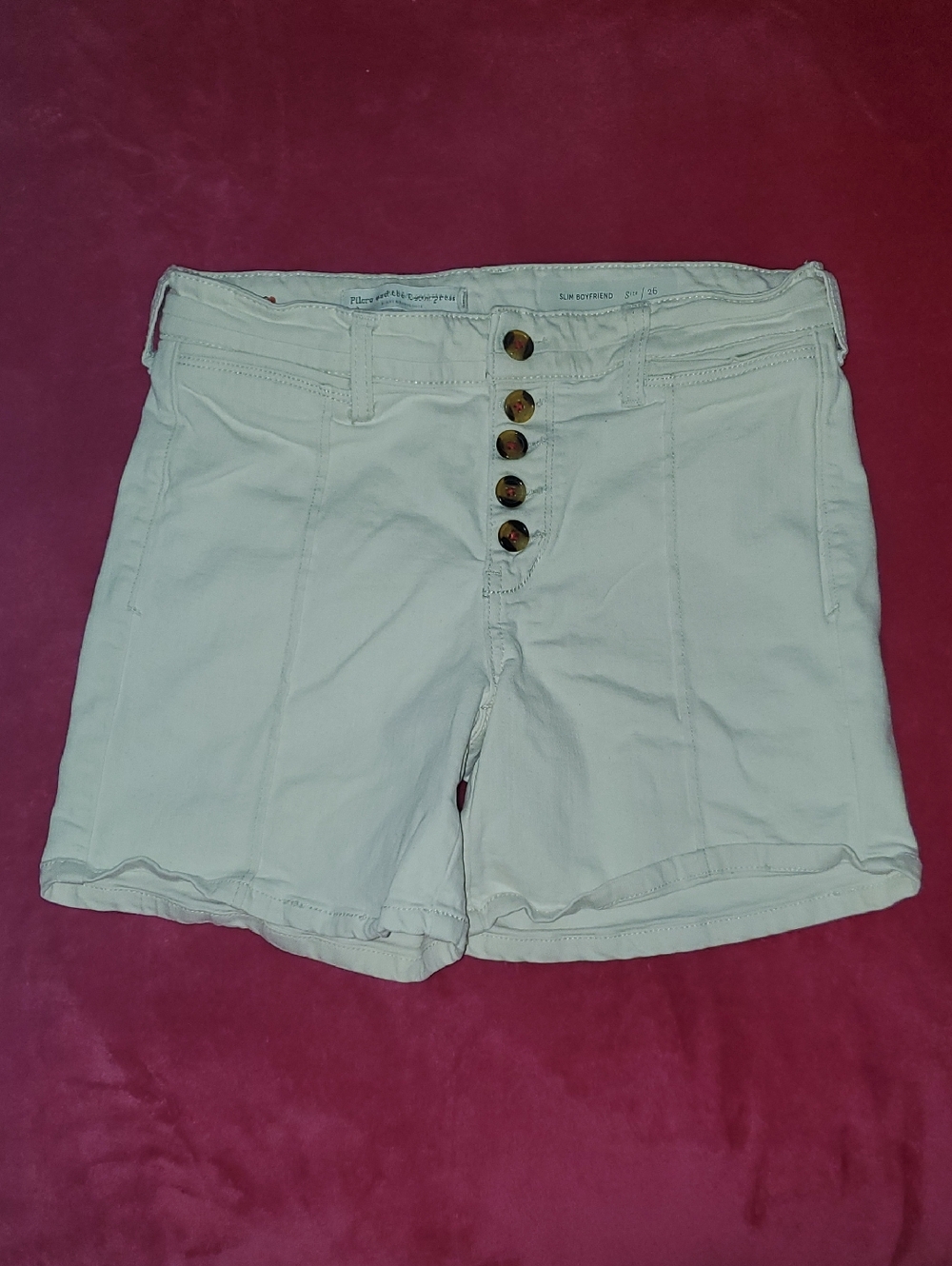 Pilcro and the Letterpress Cream High-Waist Button-Front Shorts